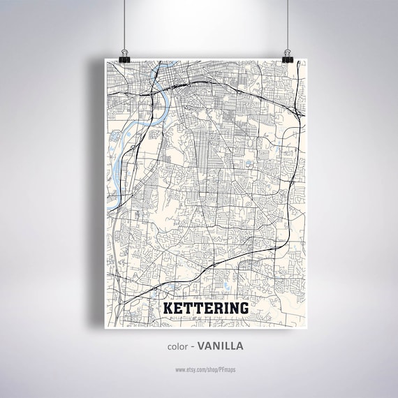 Kettering Map Print Kettering City Map Ohio OH USA Map Etsy
