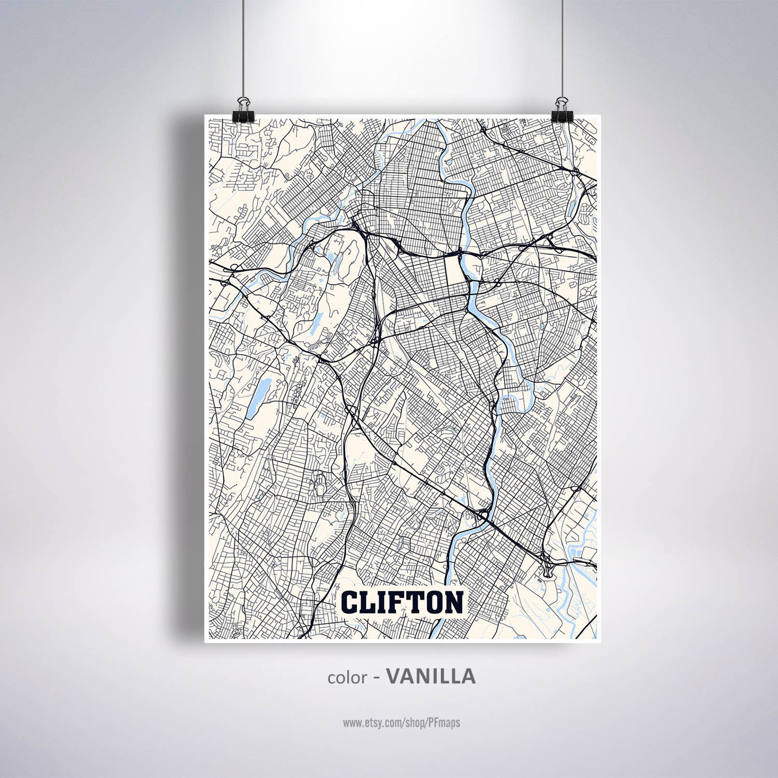 Clifton Map Print Clifton City Map New Jersey NG USA Map  Etsy