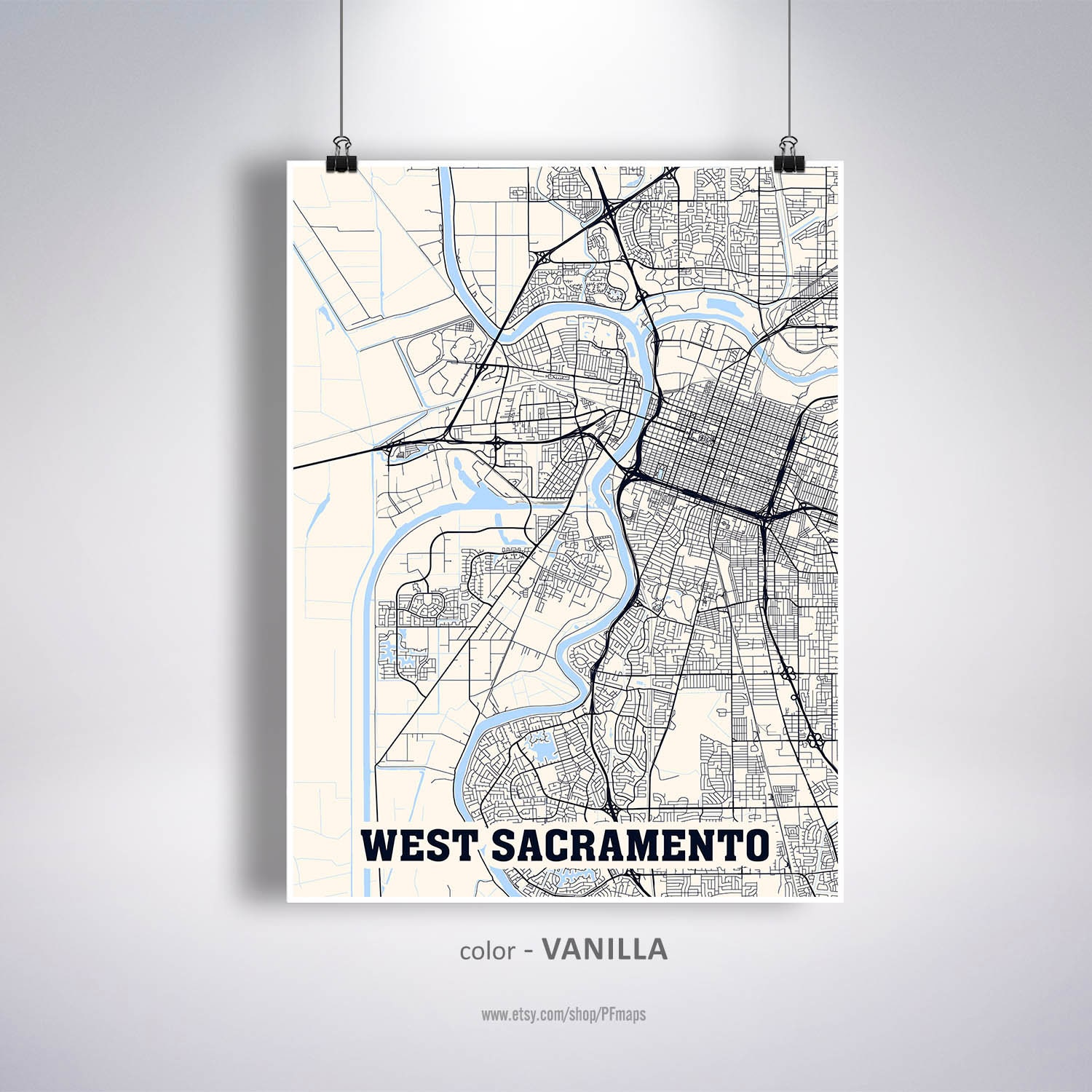 Sacramento City Map Poster Sacramento City Street Map Sacramento Print