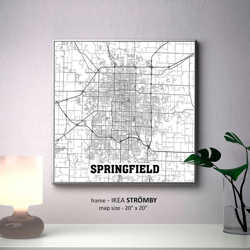 Springfield Missouri Map Print Springfield Square Map Poster Etsy
