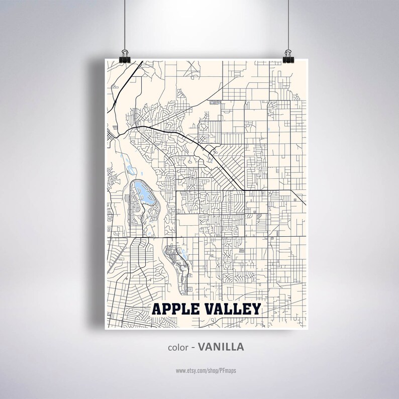 Apple Valley Map Print Apple Valley City Map California CA Etsy