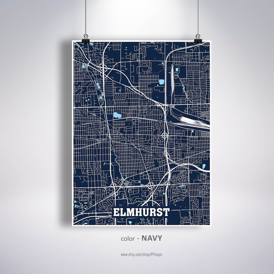 Elmhurst Map Print Elmhurst City Map Illinois IL USA Map Etsy