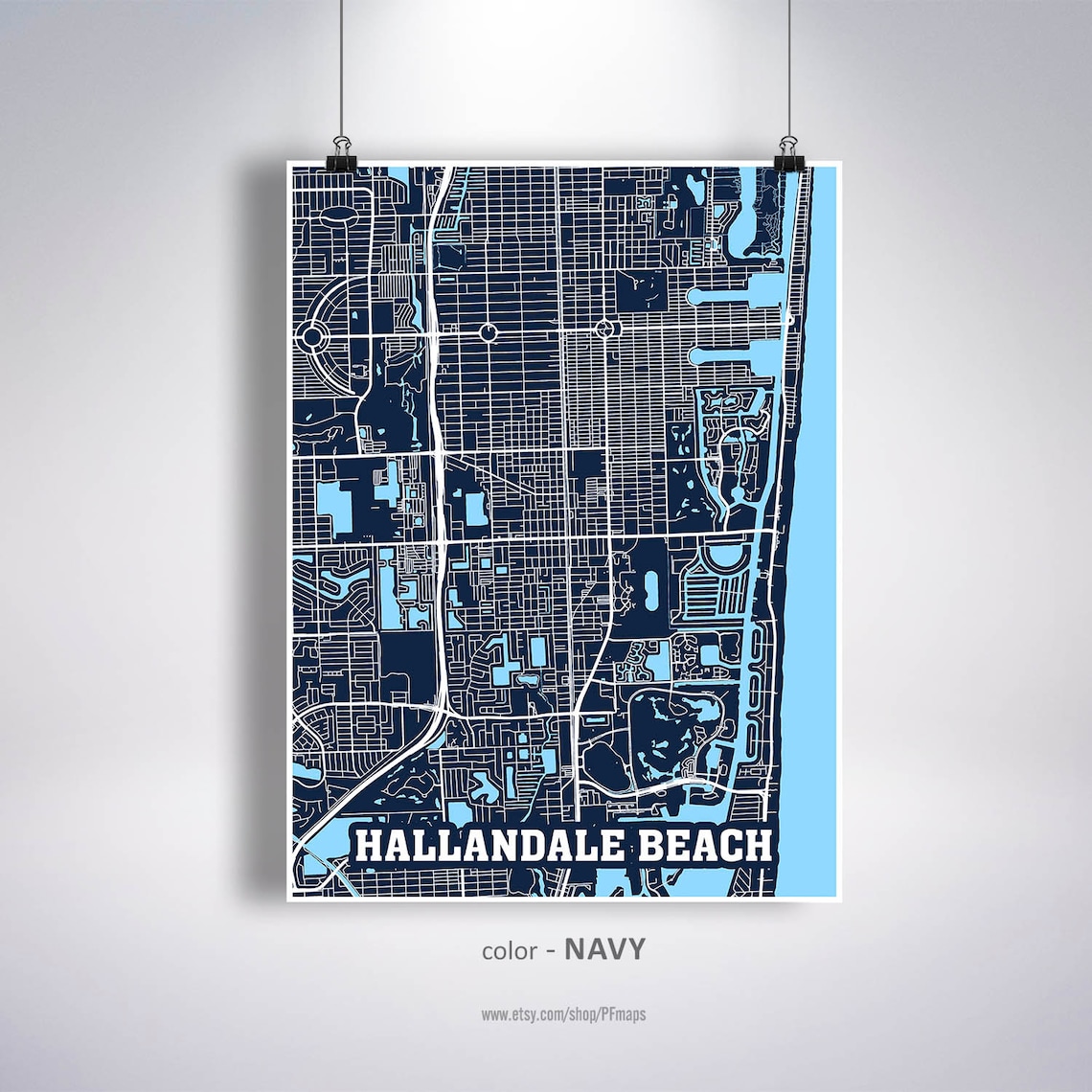 Hallandale Beach Map Print Hallandale Beach City Map Florida Etsy