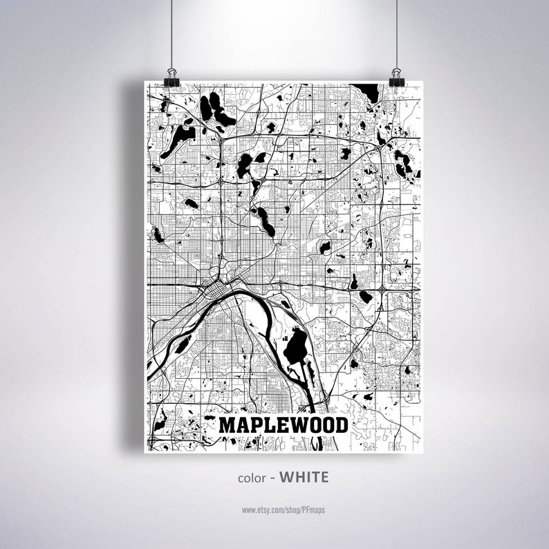 Maplewood Map Print Maplewood City Map Minnesota MN USA Map Etsy