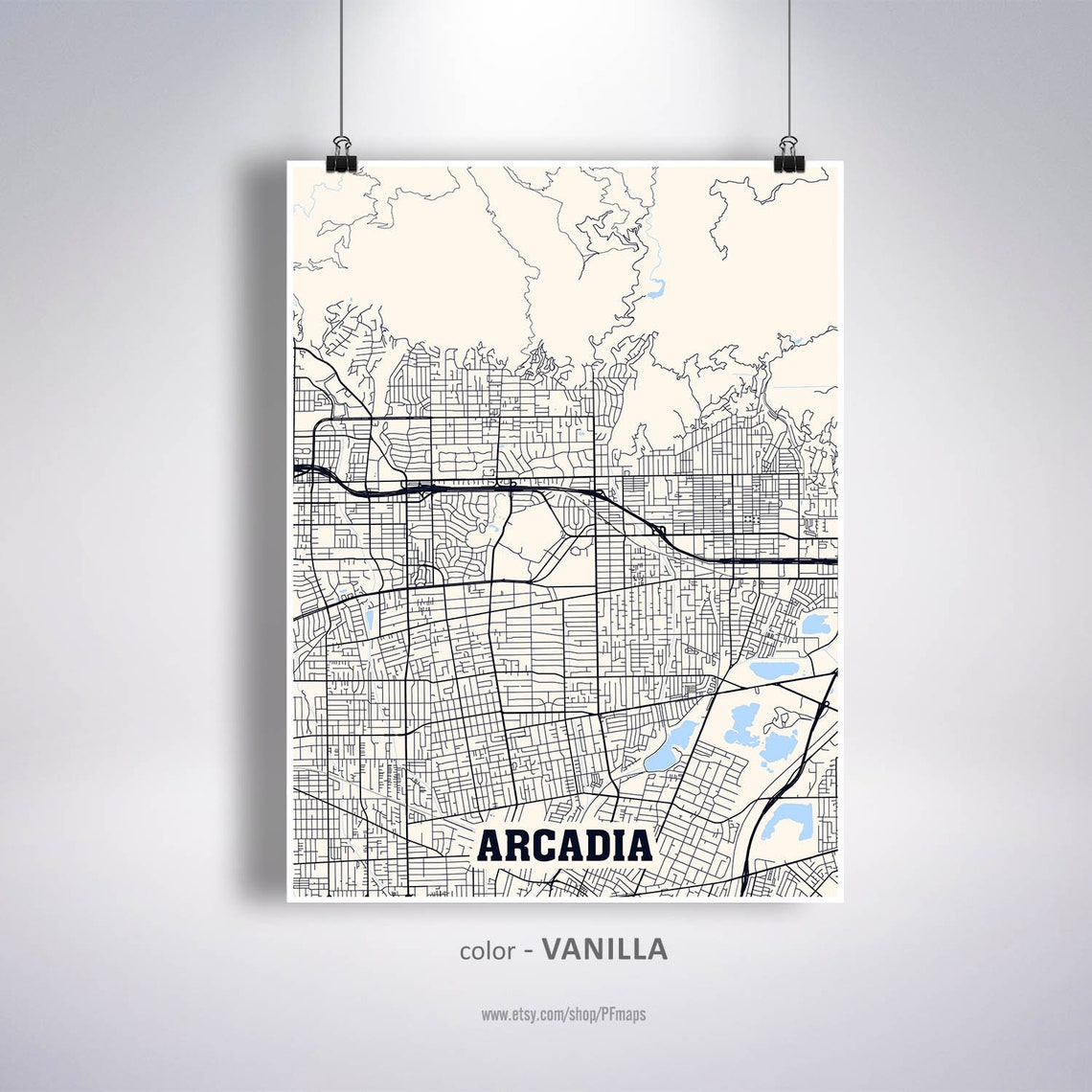 Arcadia Map Print Arcadia City Map California CA USA Map Etsy