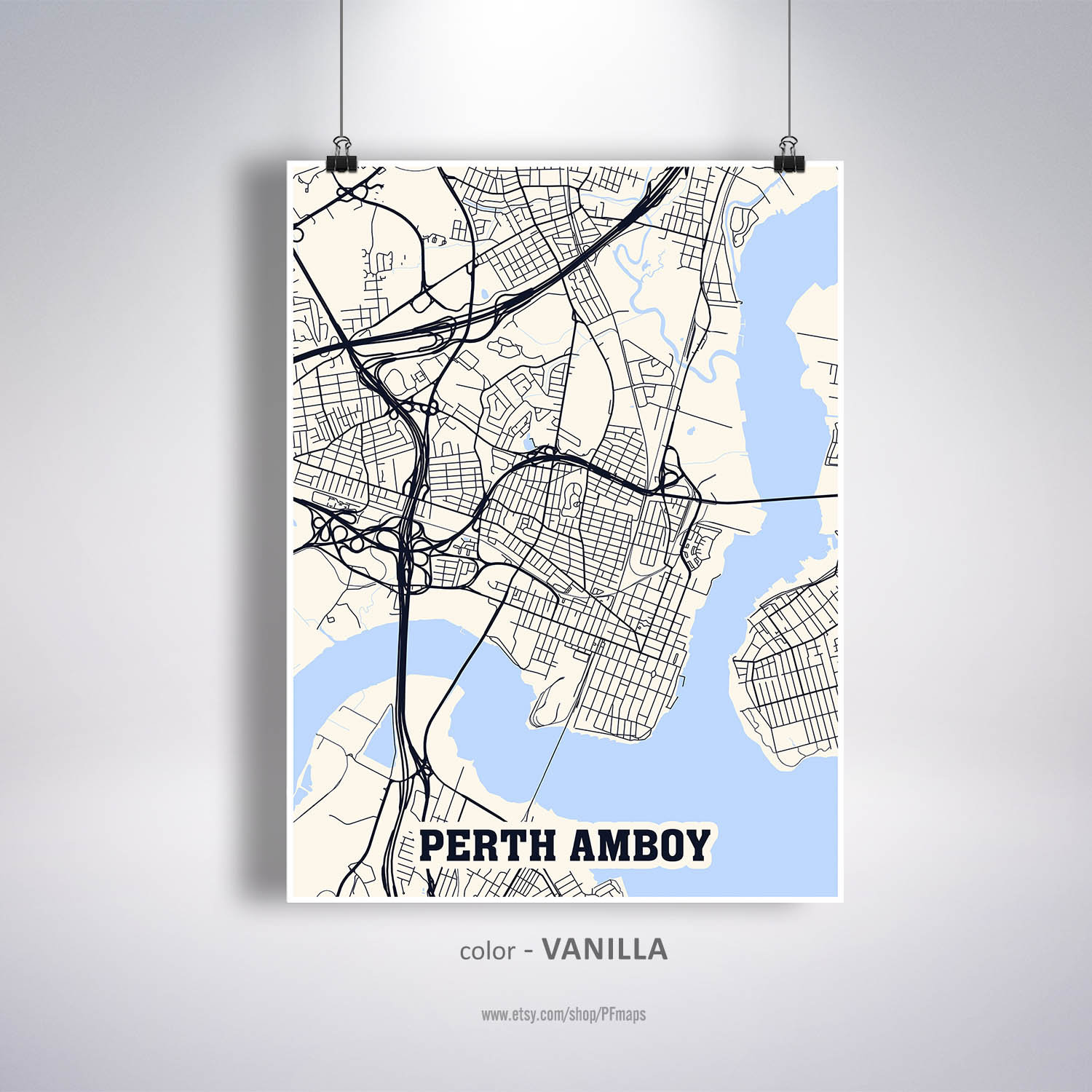 Perth Amboy Map Print Perth Amboy City Map New Jersey NJ USA Etsy