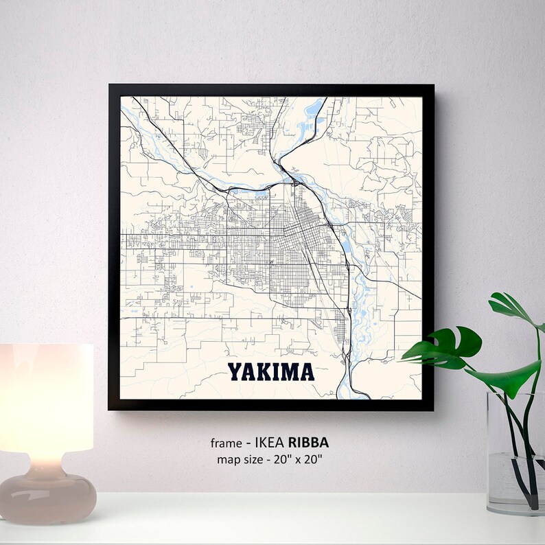 Yakima Washington Map Print Yakima Square Map Poster Yakima Etsy