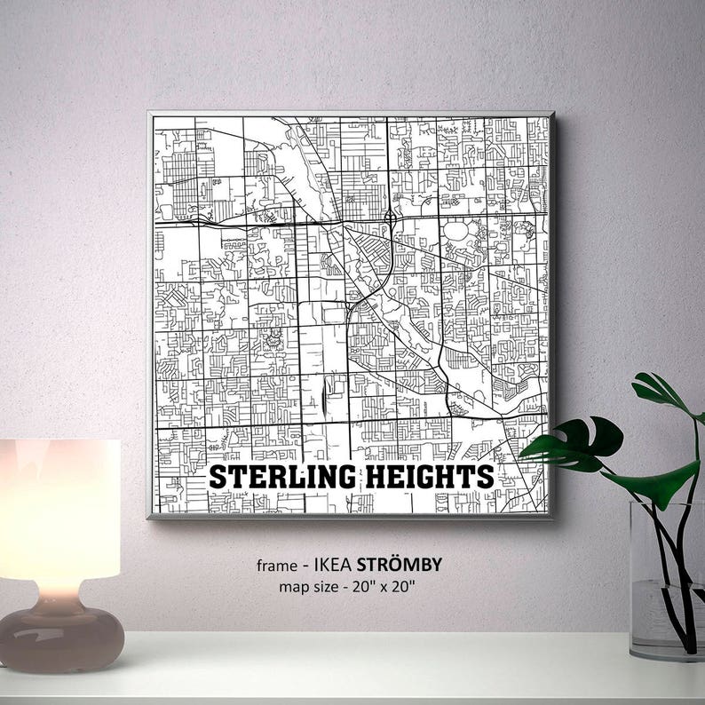 Sterling Heights Michigan Map Print Sterling Heights Square Etsy