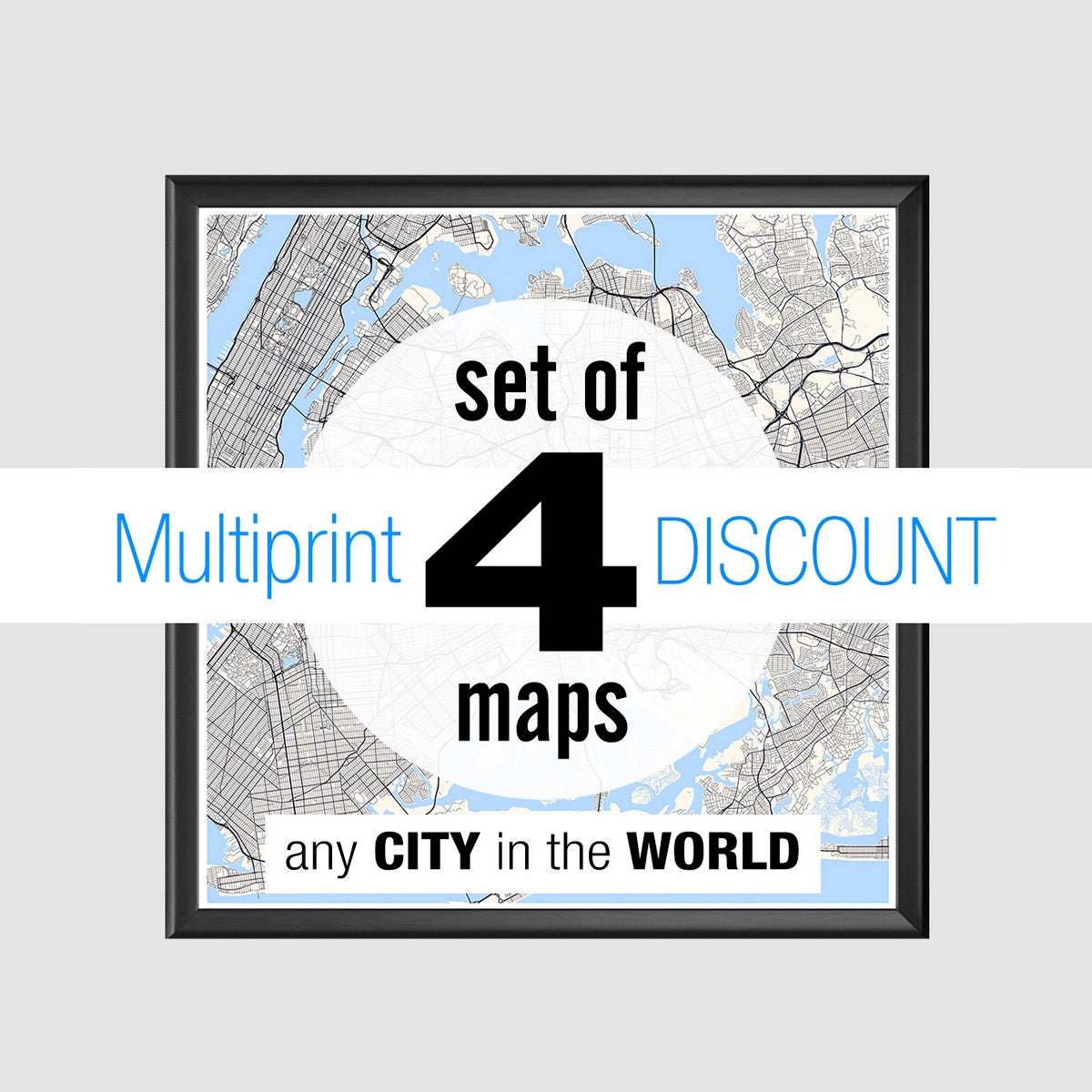 Four Custom City Maps Poster Discount - Il Fullxfull.1293925050 Qvxz 