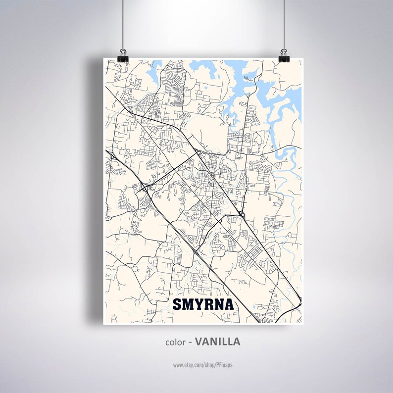 Smyrna Map Print Smyrna City Map Tennessee TN USA Map Etsy