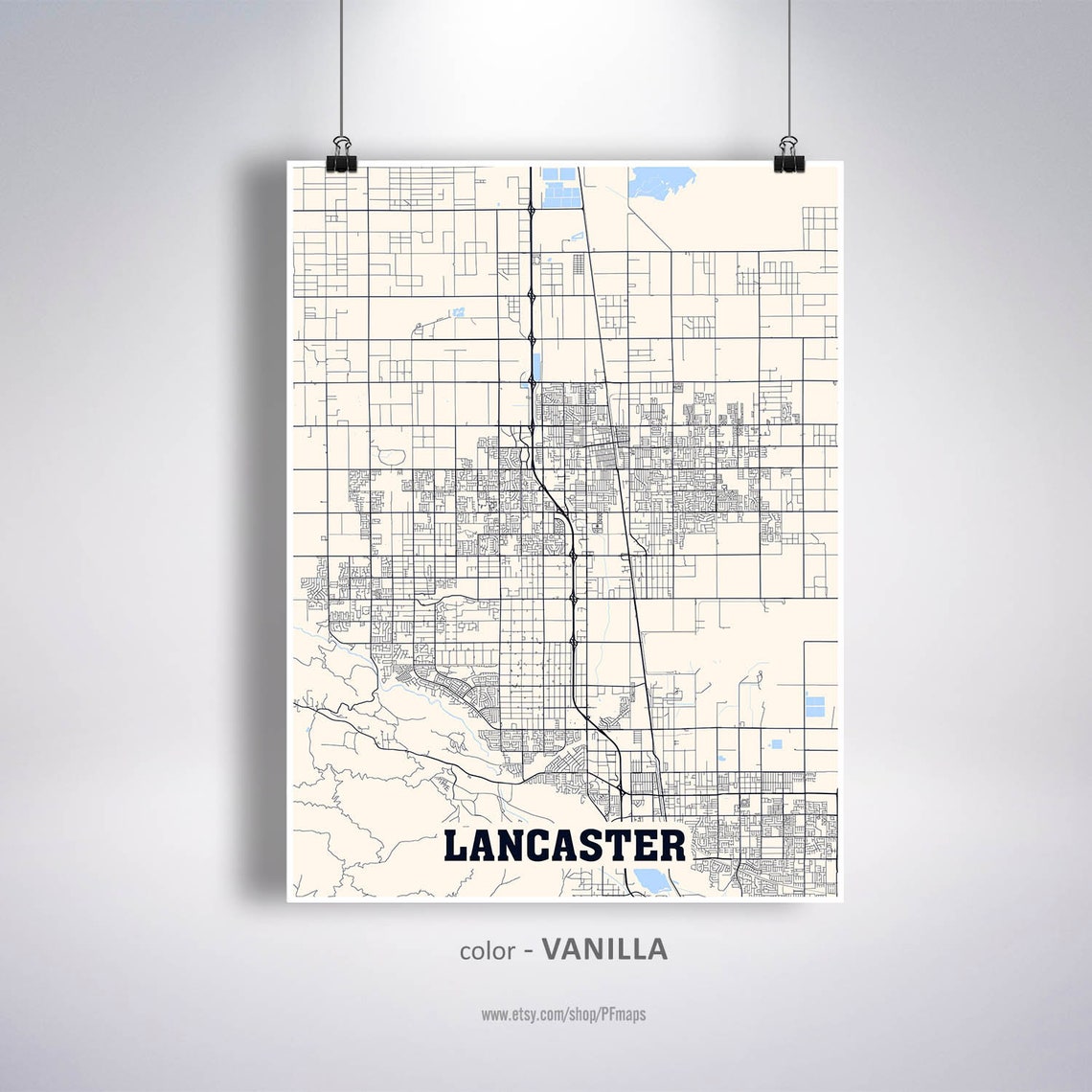 Lancaster Map Print Lancaster City Map California CA USA Map Etsy