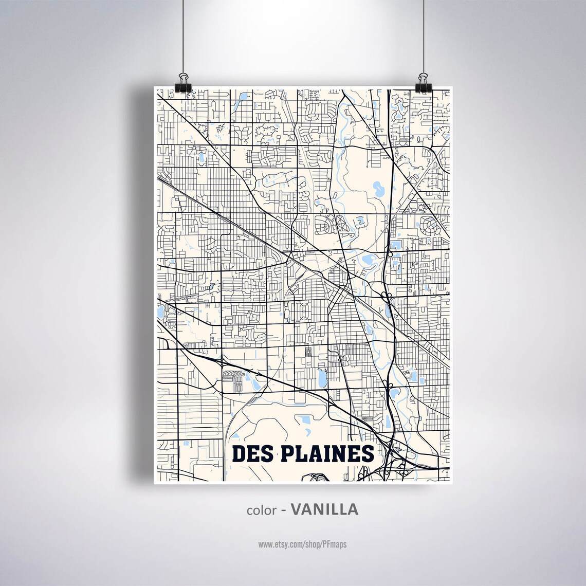 Des Plaines Map Print Des Plaines City Map Illinois IL USA | Etsy