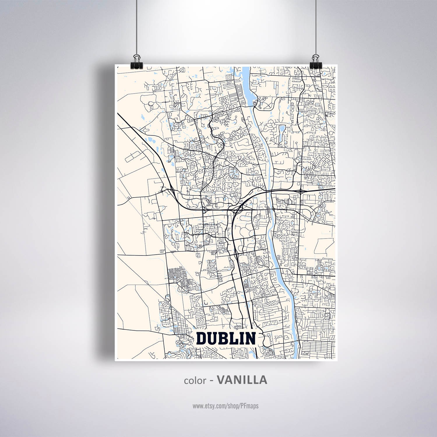 Dublin Map Print Dublin City Map Ohio OH USA Map Poster Etsy