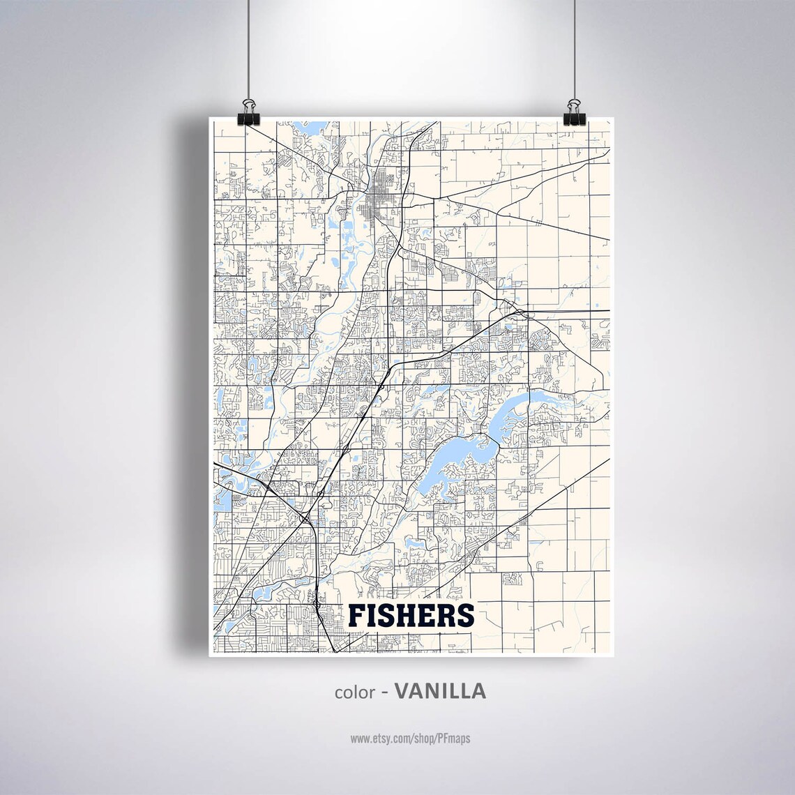Fishers Map Print Fishers City Map Indiana IN USA Map | Etsy