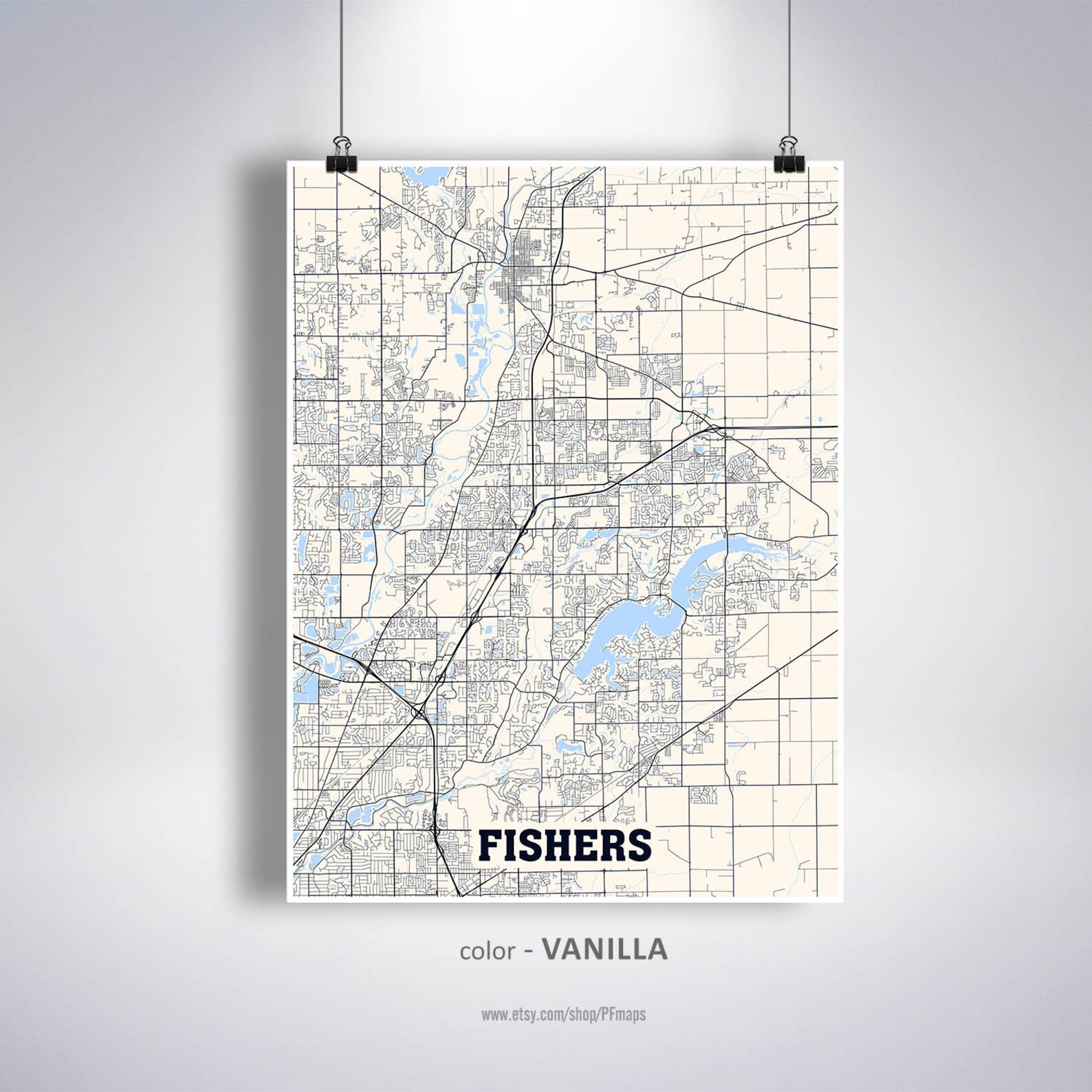 Fishers Map Print Fishers City Map Indiana IN USA Map | Etsy