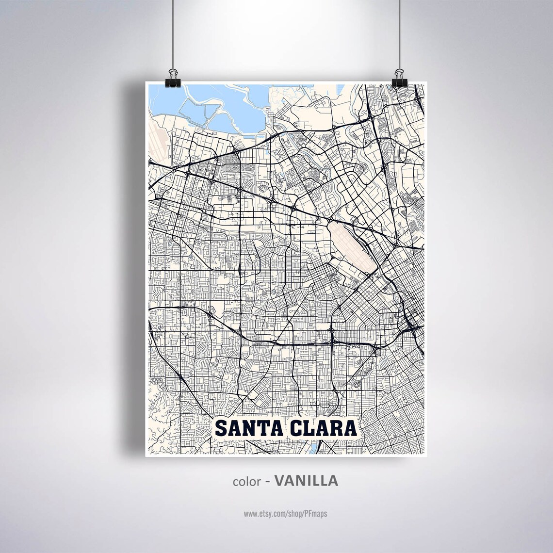 Santa Clara Map Print Santa Clara City Map California CA USA Etsy