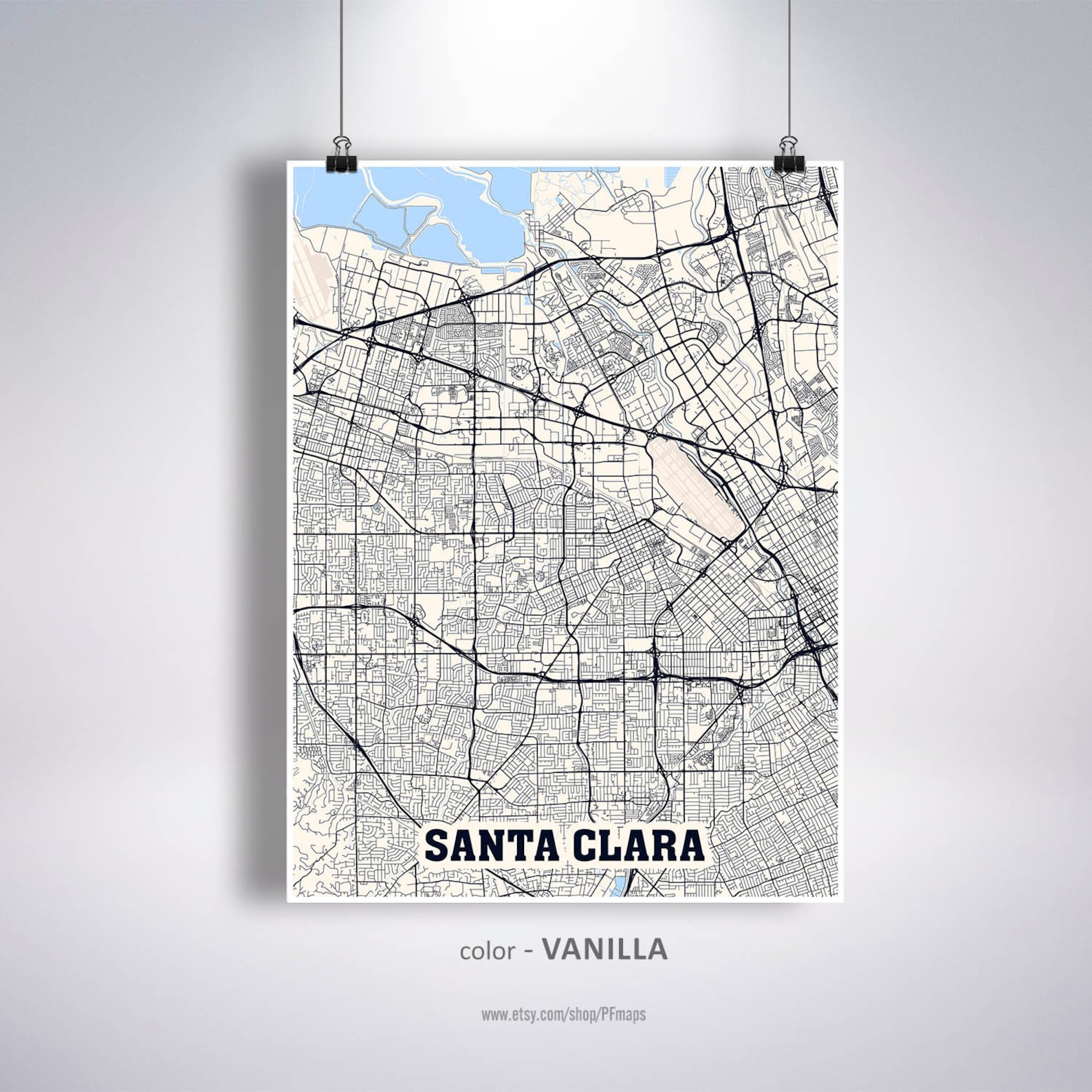 Santa Clara Map Print Santa Clara City Map California CA USA Etsy