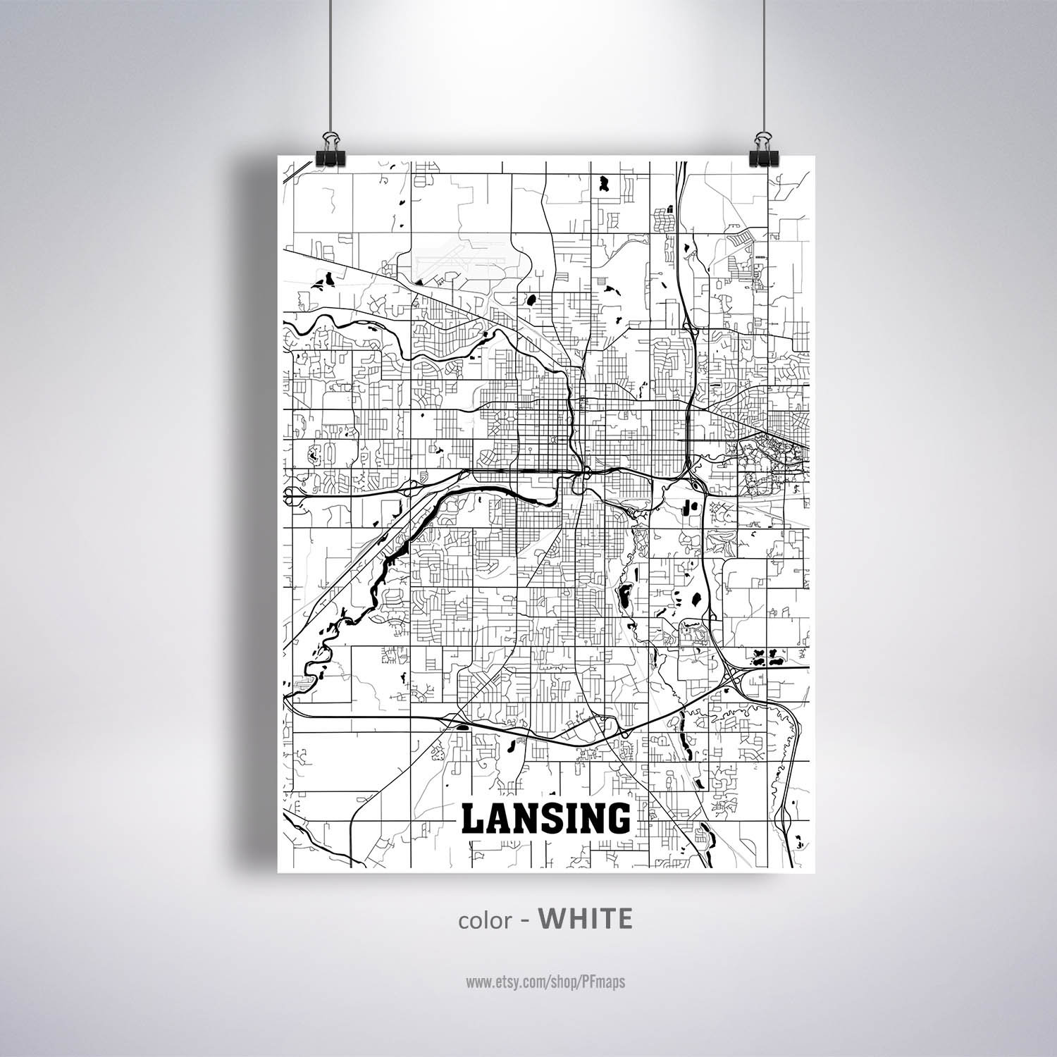 Lansing Map Print Lansing City Map Michigan MI USA Map - Etsy