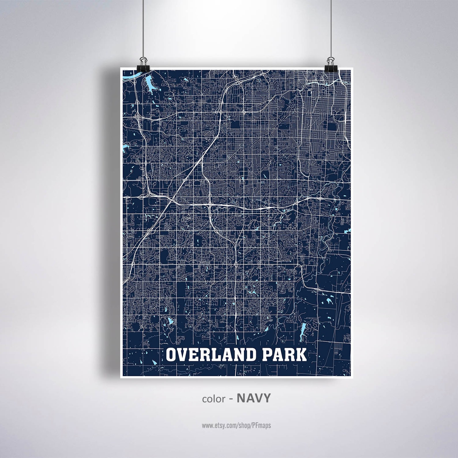 Overland Park Map Print Overland Park City Map Kansas KS USA | Etsy