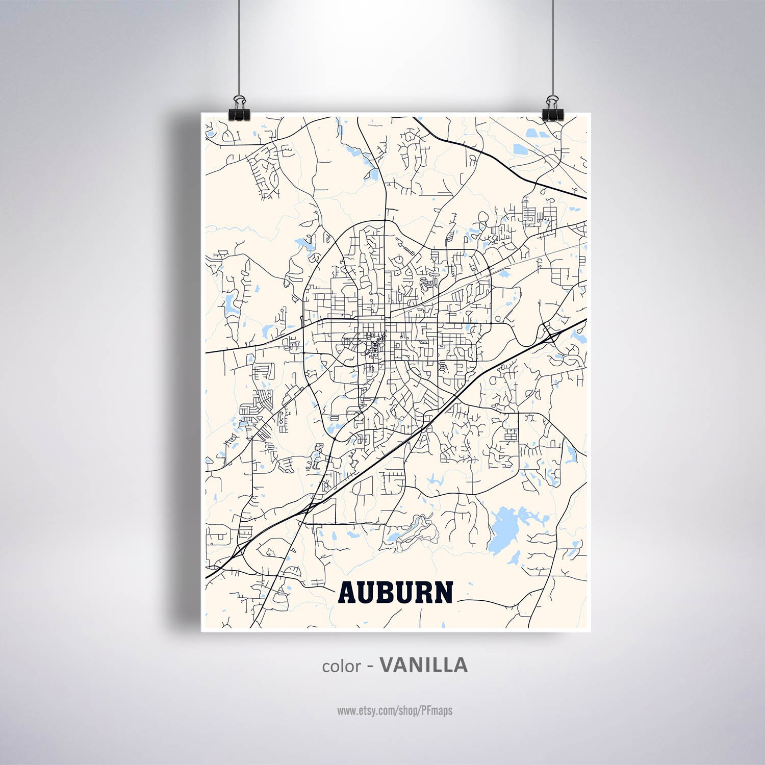 Auburn Map Print Auburn City Map Alabama AL USA Map Poster Etsy