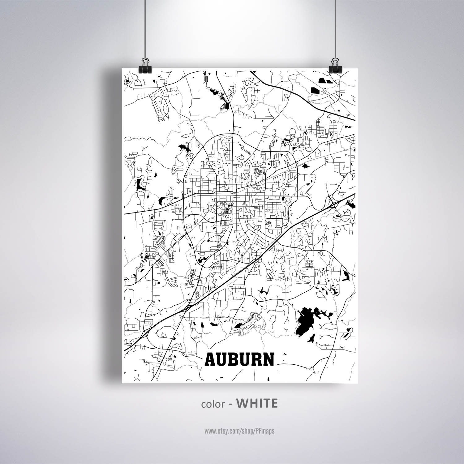 Auburn Map Print Auburn City Map Alabama AL USA Map Poster Etsy