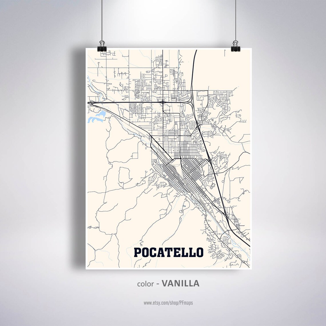 Pocatello Map Print Pocatello City Map Idaho ID USA Map Etsy