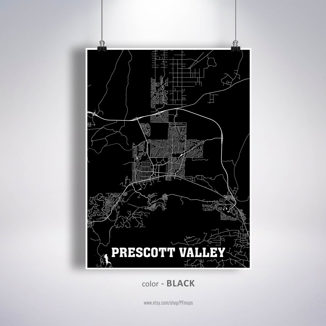 Prescott Valley Map Print Prescott Valley City Map Arizona Etsy