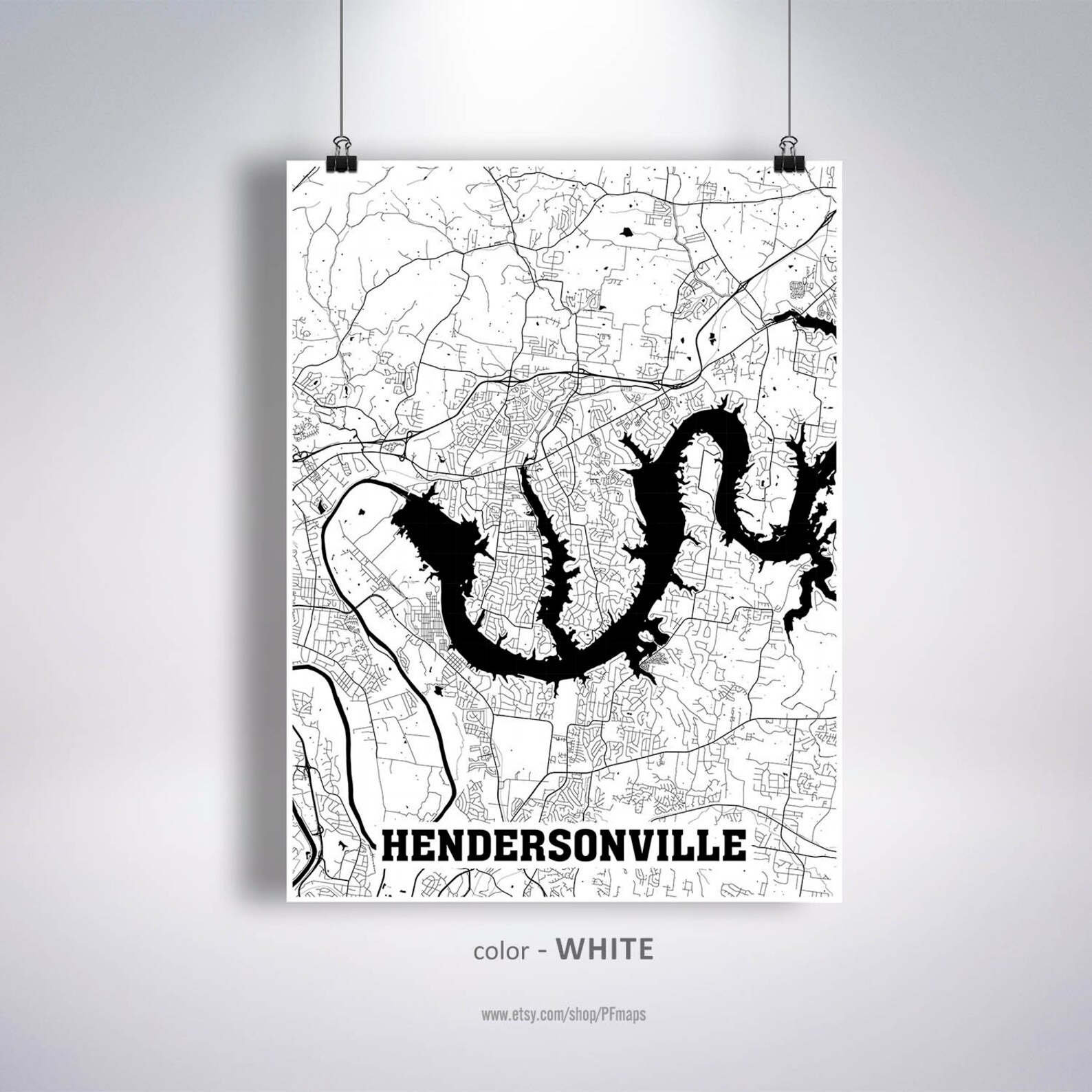 Hendersonville Map Print Hendersonville City Map Tennessee Etsy