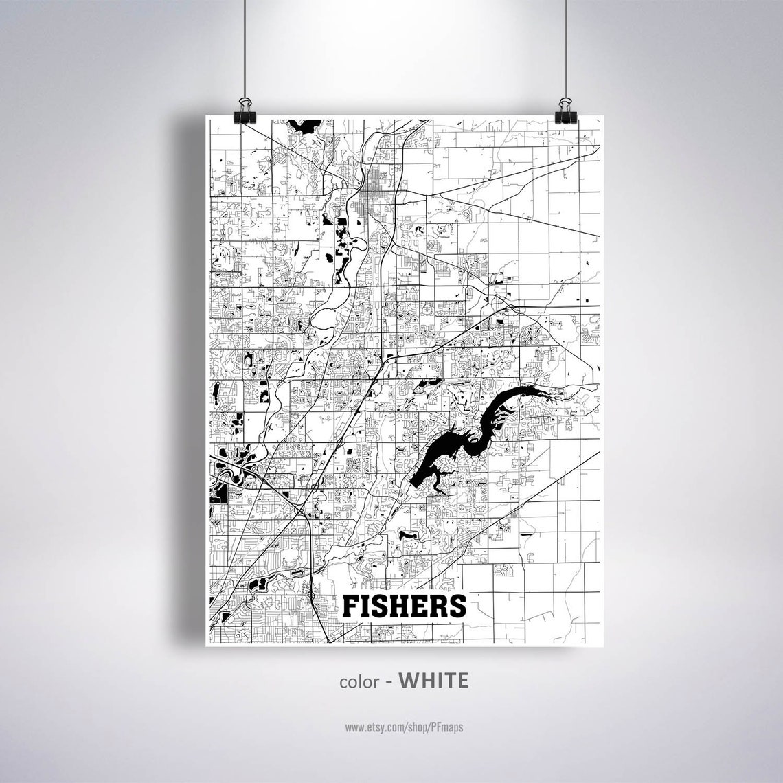 Fishers Map Print Fishers City Map Indiana IN USA Map | Etsy