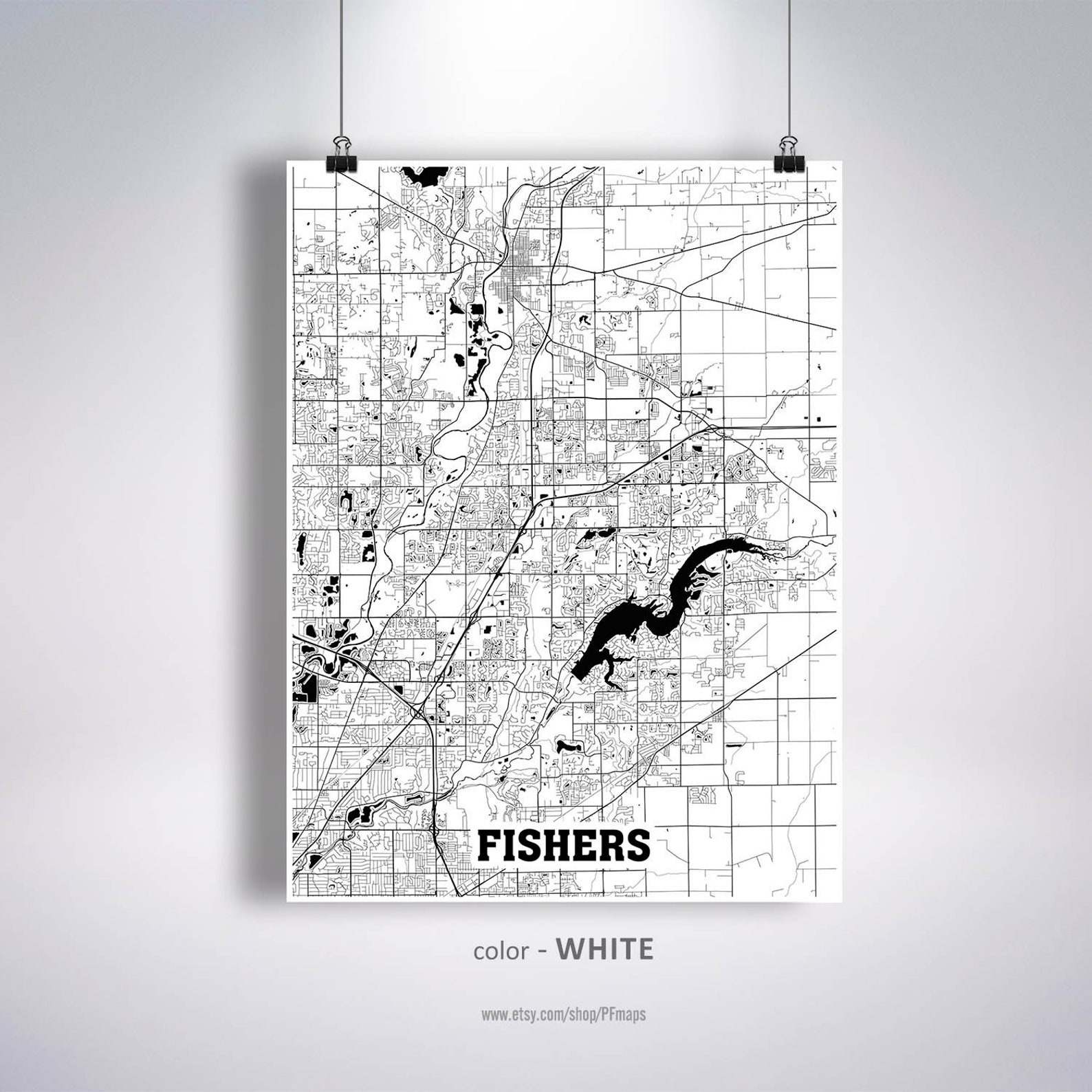 Fishers Map Print Fishers City Map Indiana IN USA Map | Etsy