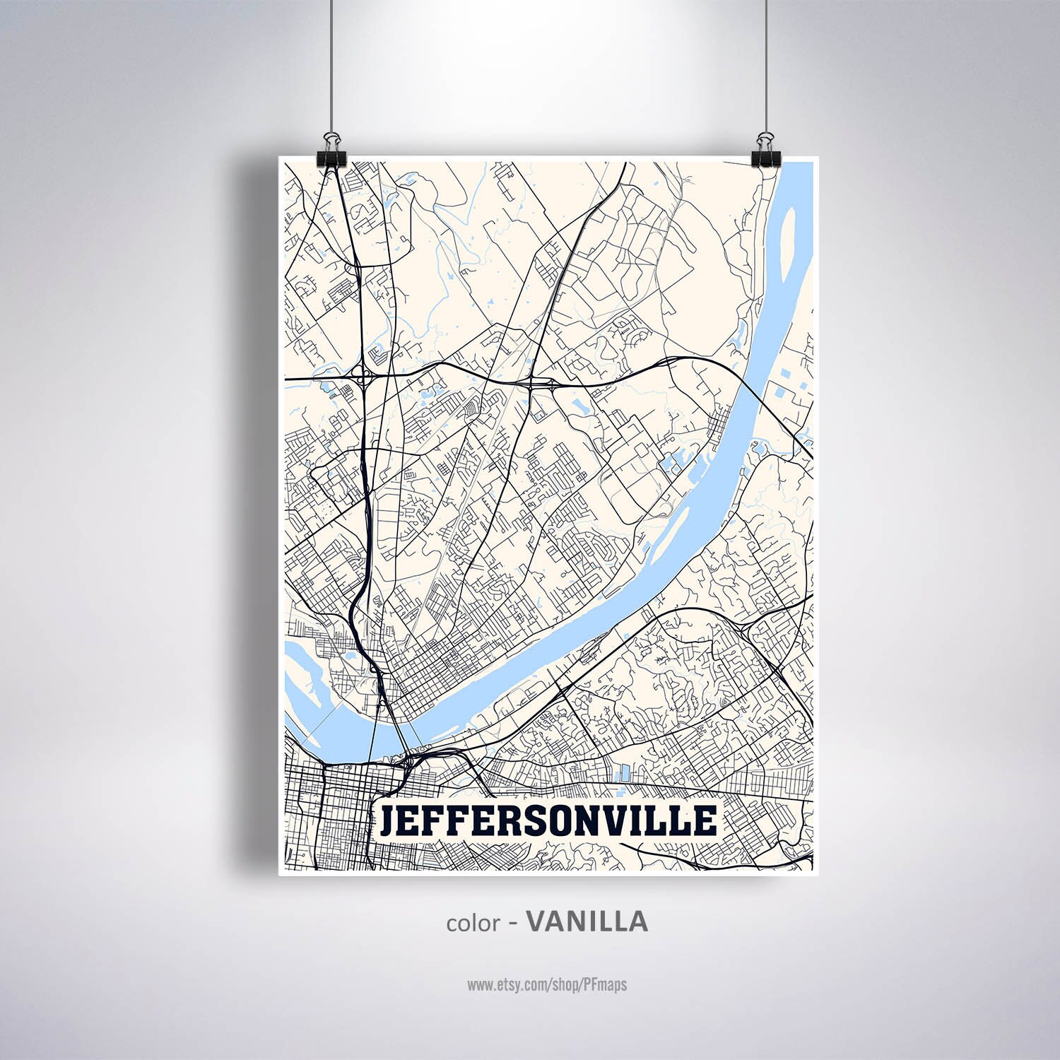 Jeffersonville Map Print Jeffersonville City Map Indiana IN Etsy