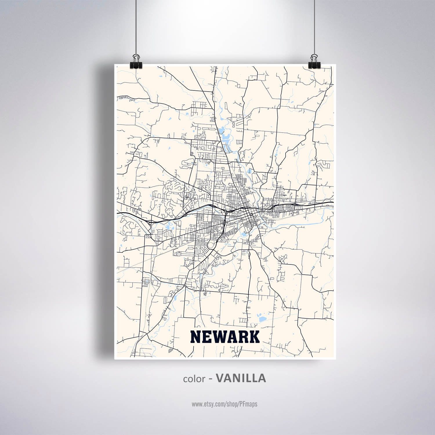 Newark Map Print Newark City Map Ohio OH USA Map Poster Etsy