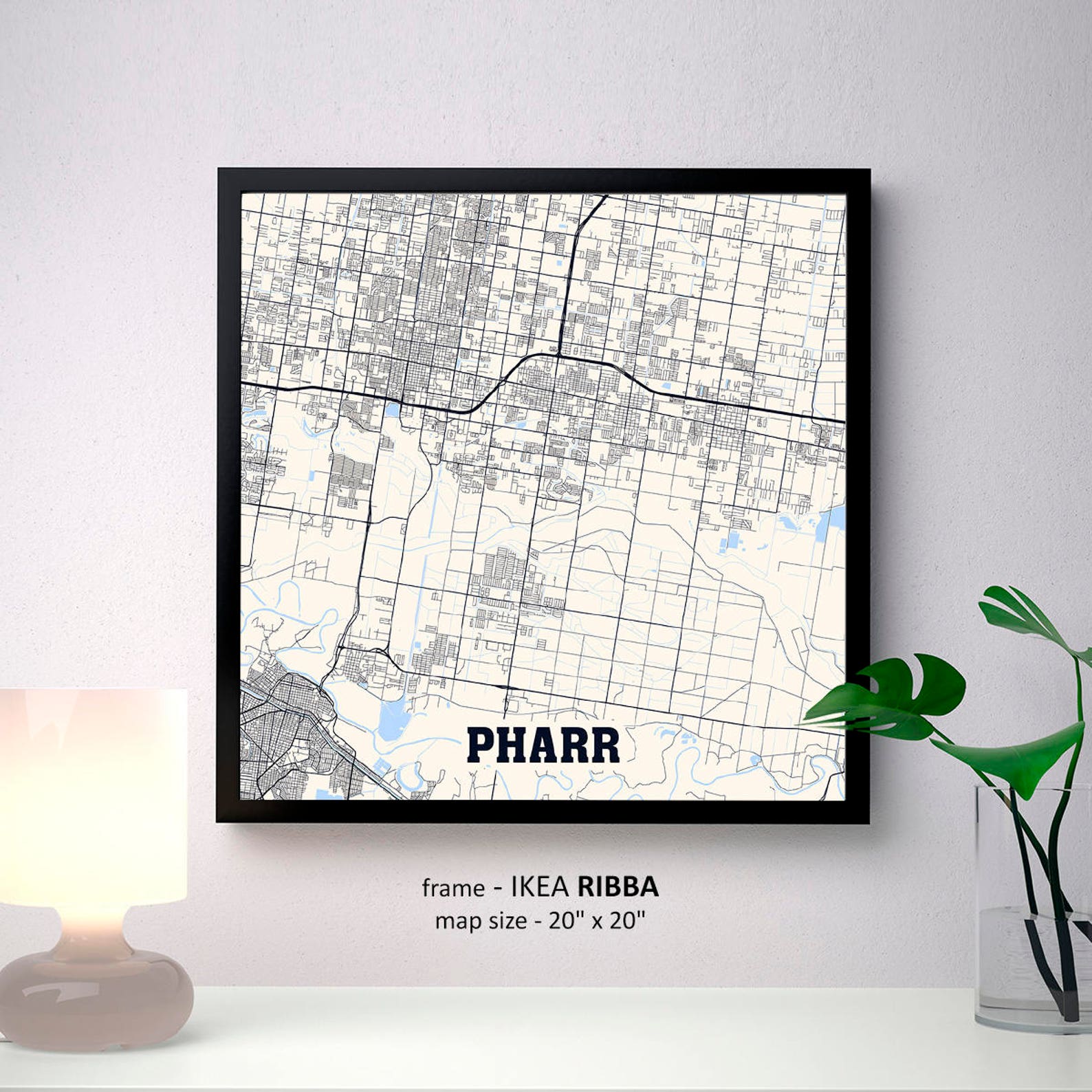 Pharr Texas Map Print Pharr Square Map Poster Pharr Wall Etsy