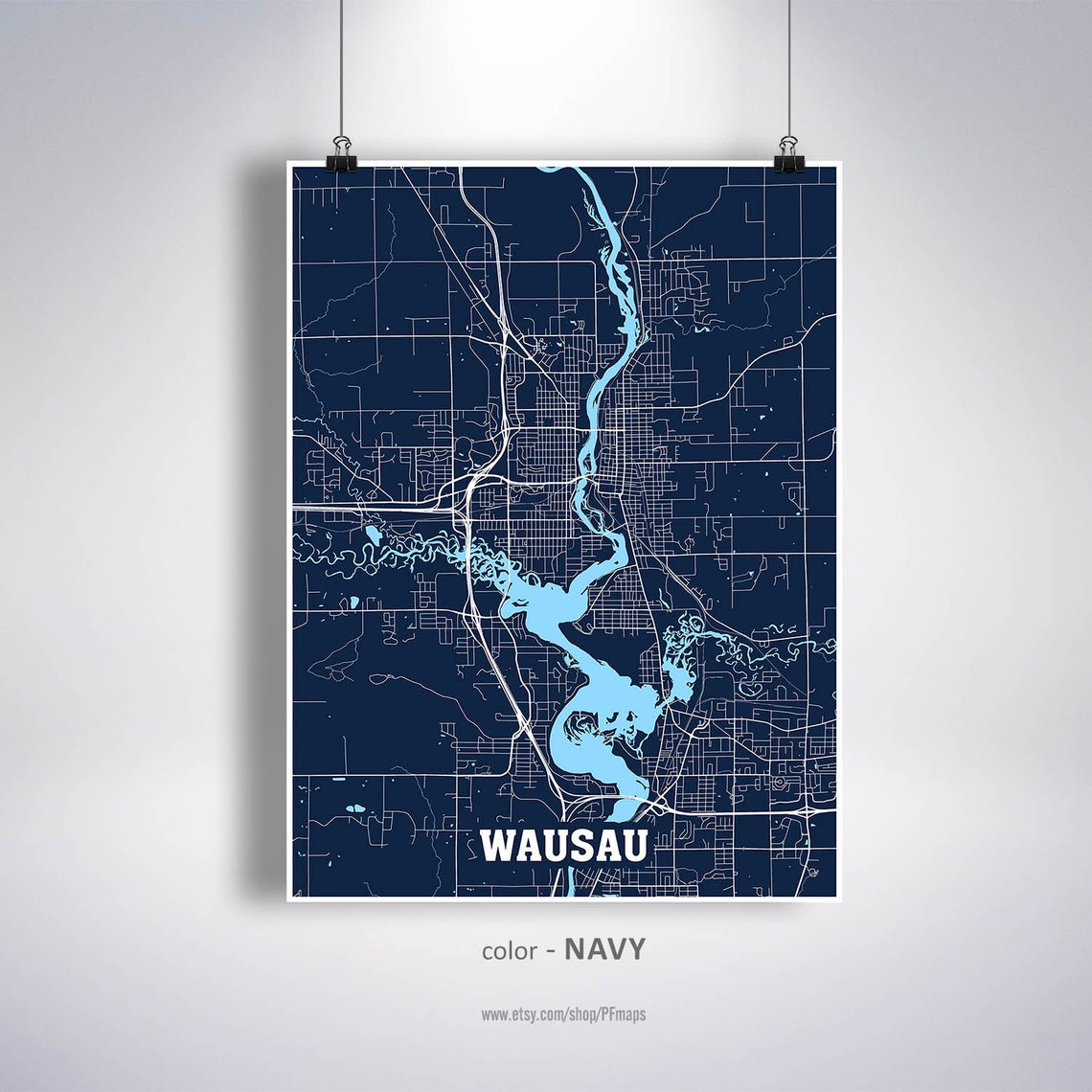 Wausau Map Print Wausau City Map Wisconsin WI USA Map Etsy