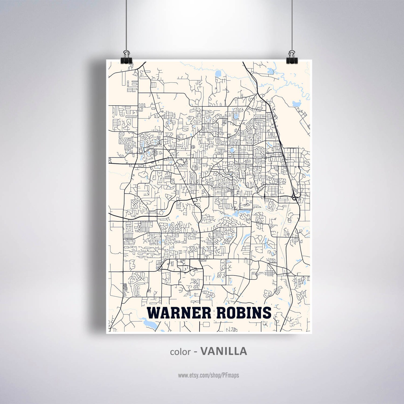 Warner Robins Map Print Warner Robins City Map GA Etsy