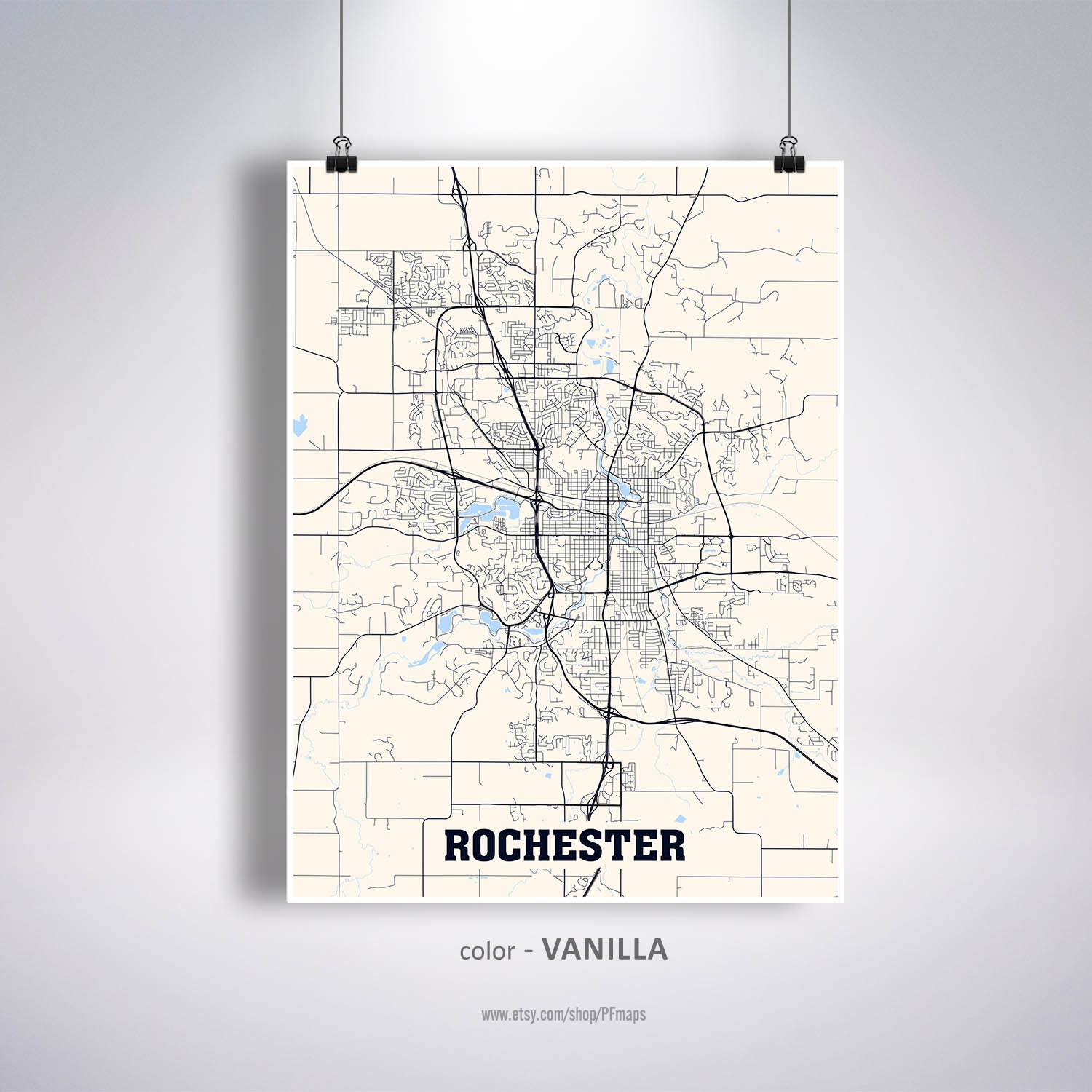 Rochester Map Print Rochester City Map Minnesota MN USA Map | Etsy