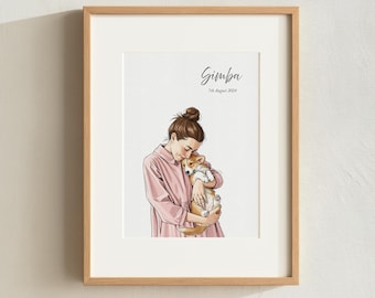 Custom Pet Portrait – Watercolor Adoption Gift, Dog & Cat Art