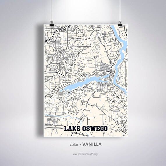 Lake Oswego Map Print Lake Oswego City Map Oregon OR USA Map | Etsy