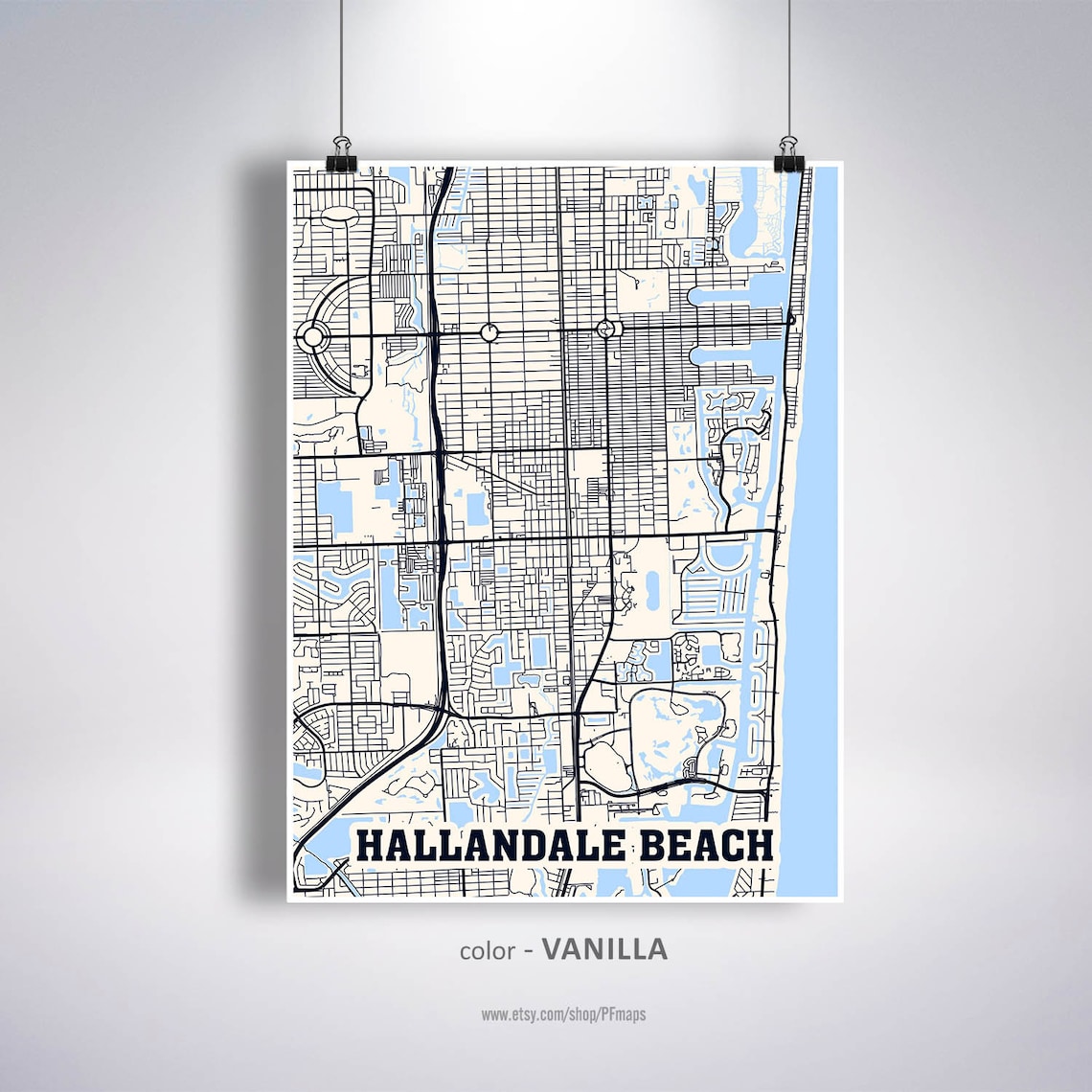 Hallandale Beach Map Print Hallandale Beach City Map Florida Etsy