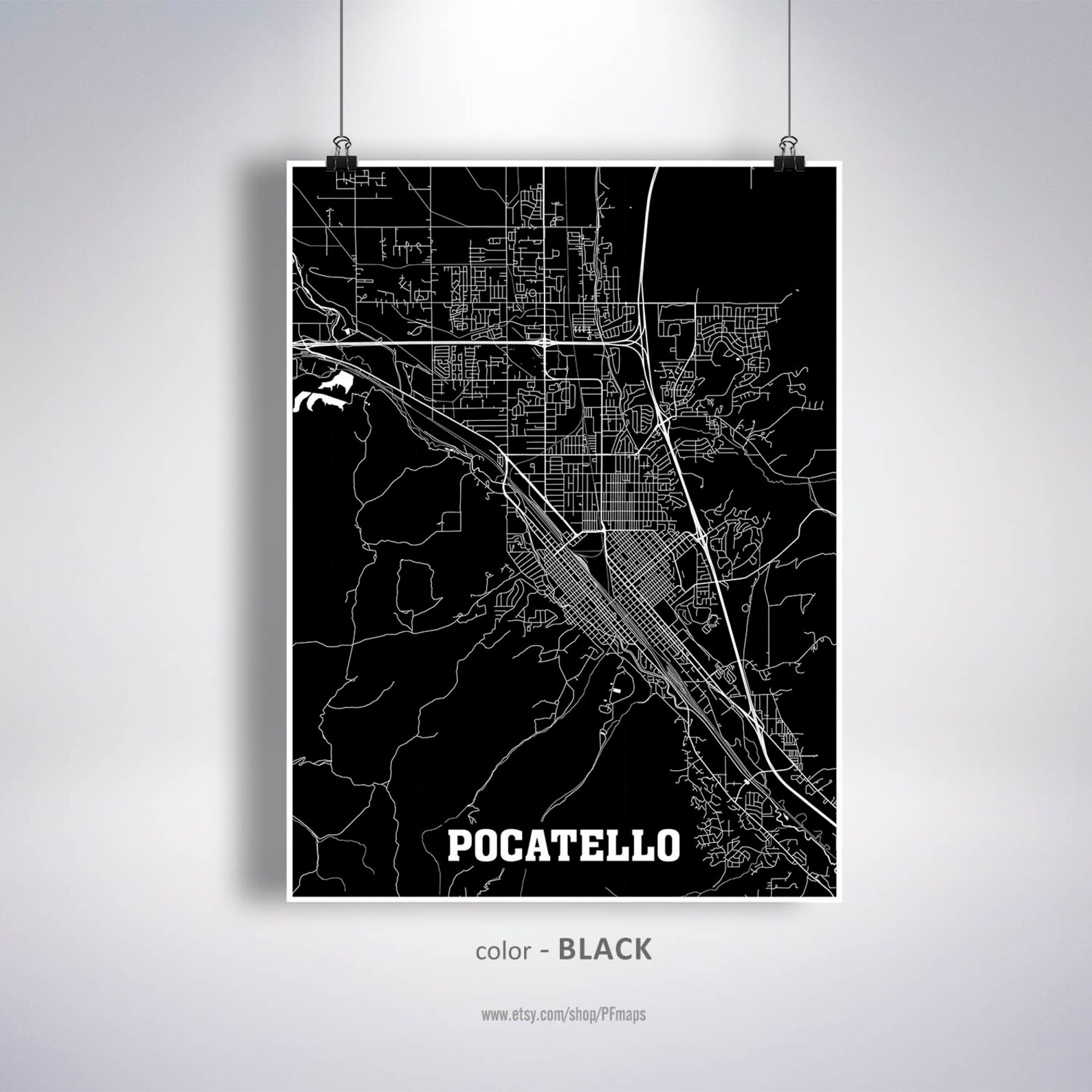 Pocatello Map Print Pocatello City Map Idaho ID USA Map | Etsy