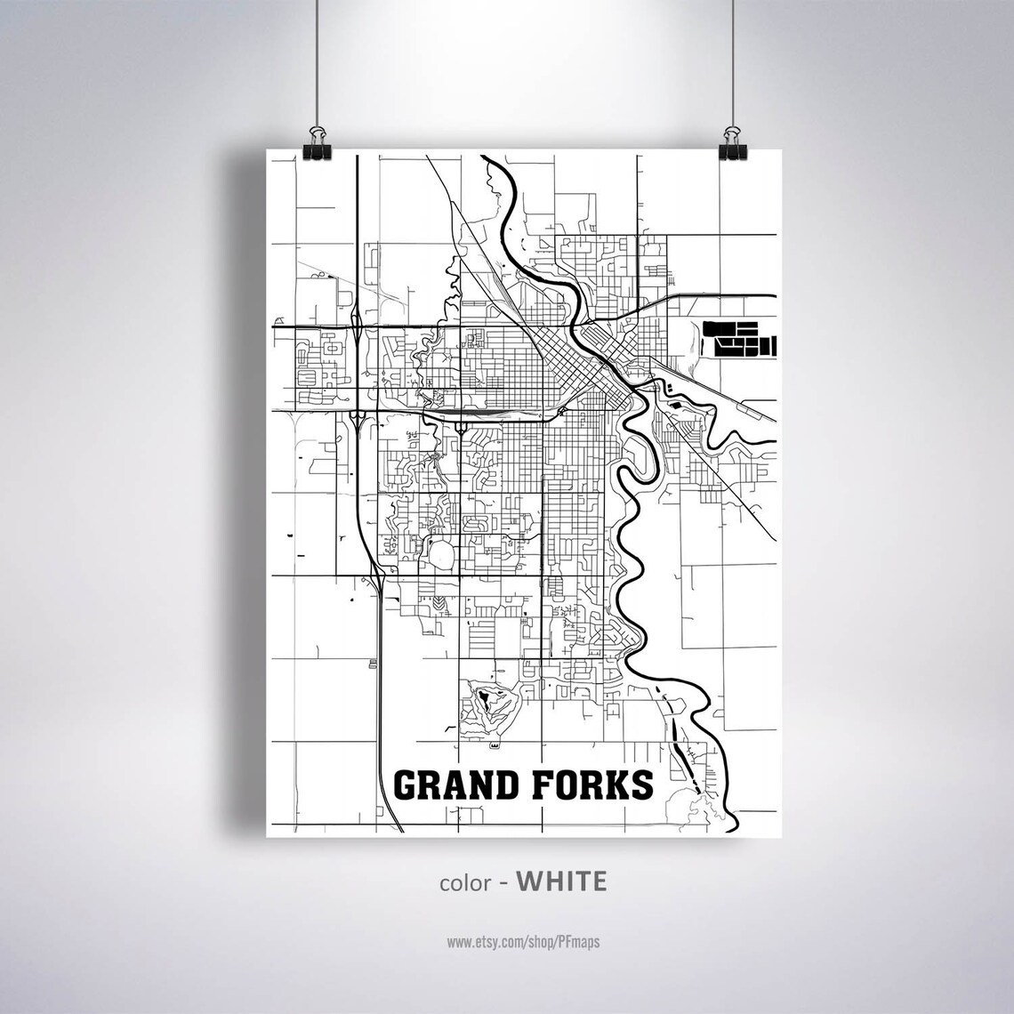 Grand Forks Map Print Grand Forks City Map North Dakota ND Etsy