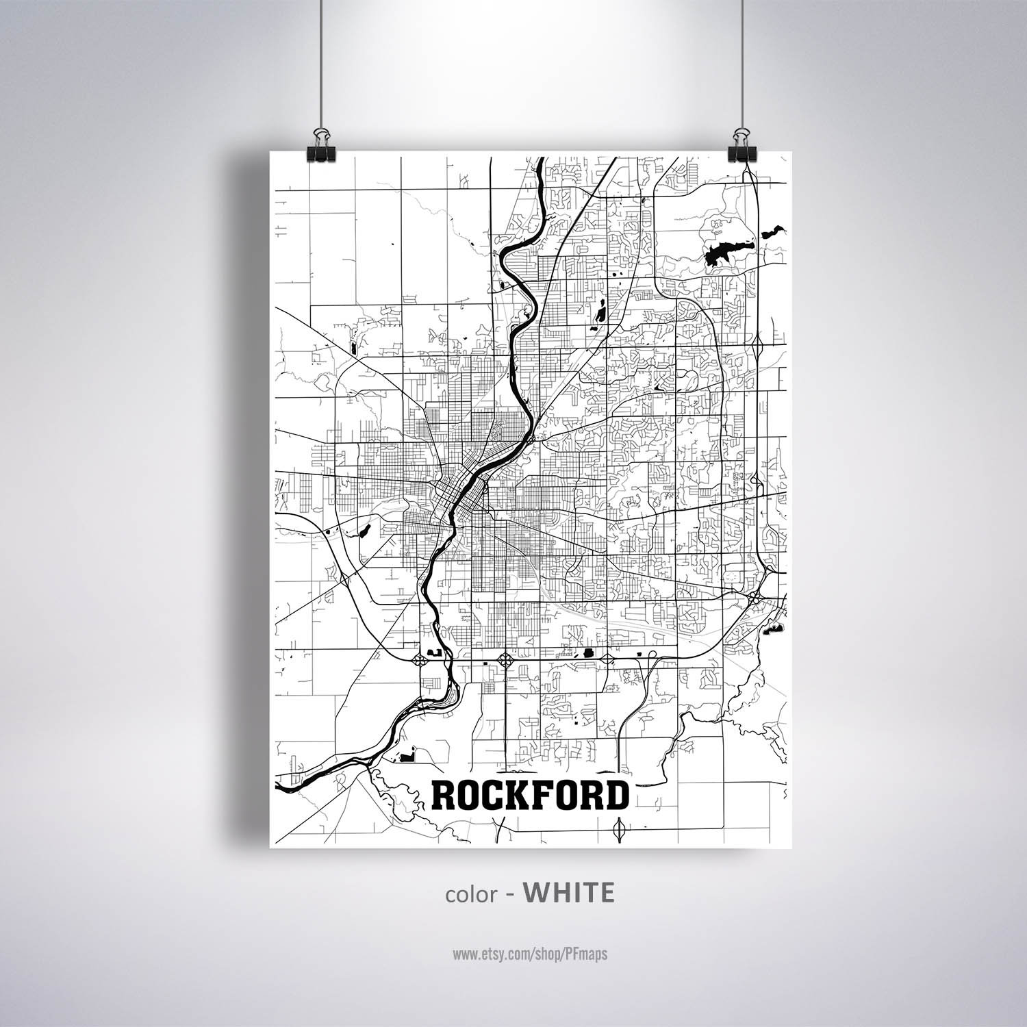 Rockford Map Print Rockford City Map Illinois IL USA Map | Etsy