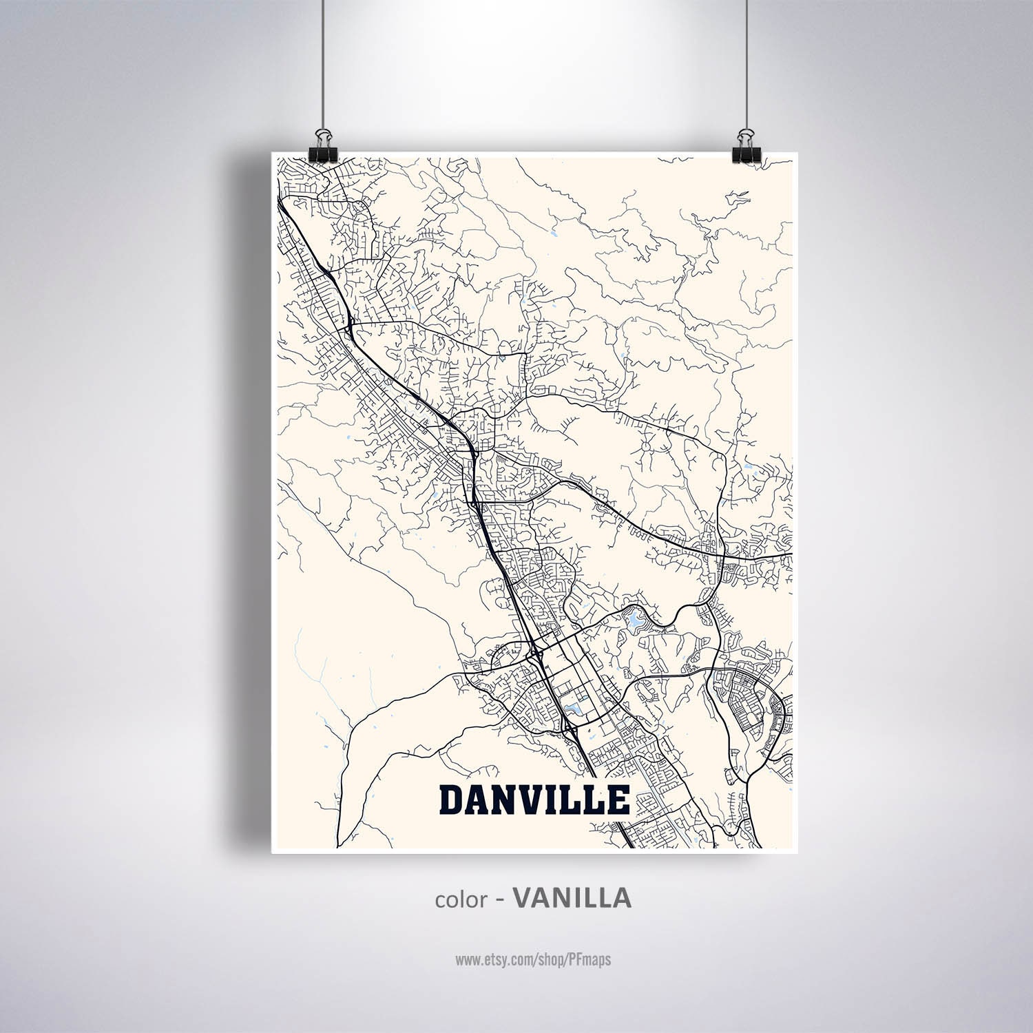 Danville Map Print Danville City Map California CA USA Map Etsy