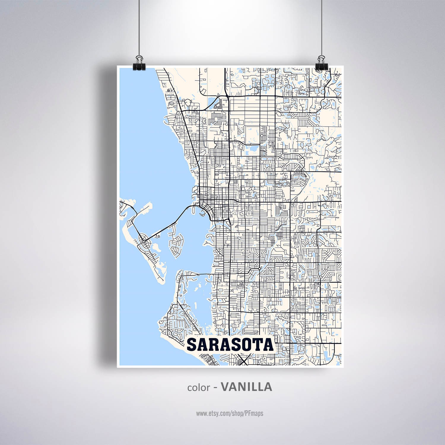 Sarasota Map Print Sarasota City Map Florida FL USA Map Etsy