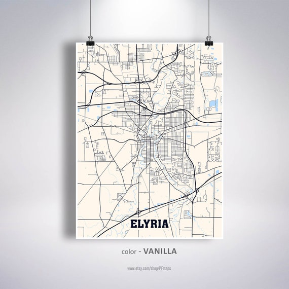 Elyria Map Print Elyria City Map Ohio OH USA Map Poster Etsy