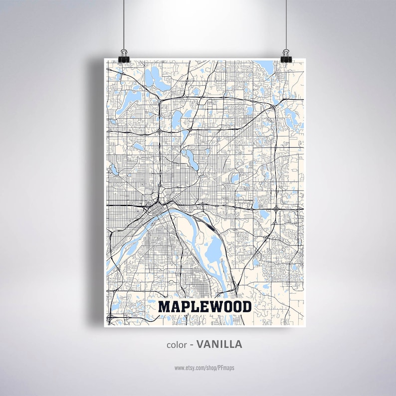 Maplewood Map Print Maplewood City Map Minnesota MN USA Map Etsy