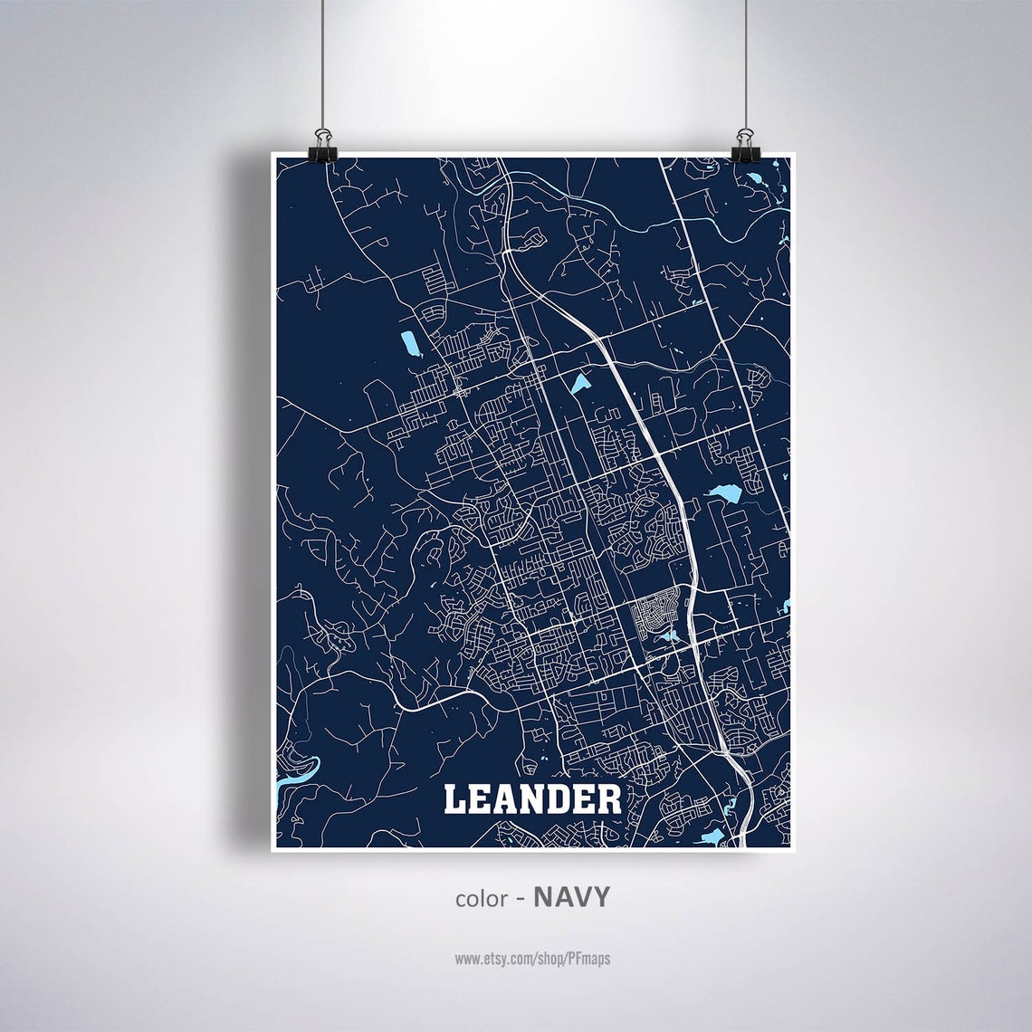 Leander Map Print Leander City Map Texas TX USA Map Poster Etsy