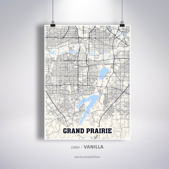Grand Prairie Map Print Grand Prairie City Map Texas TX USA Etsy