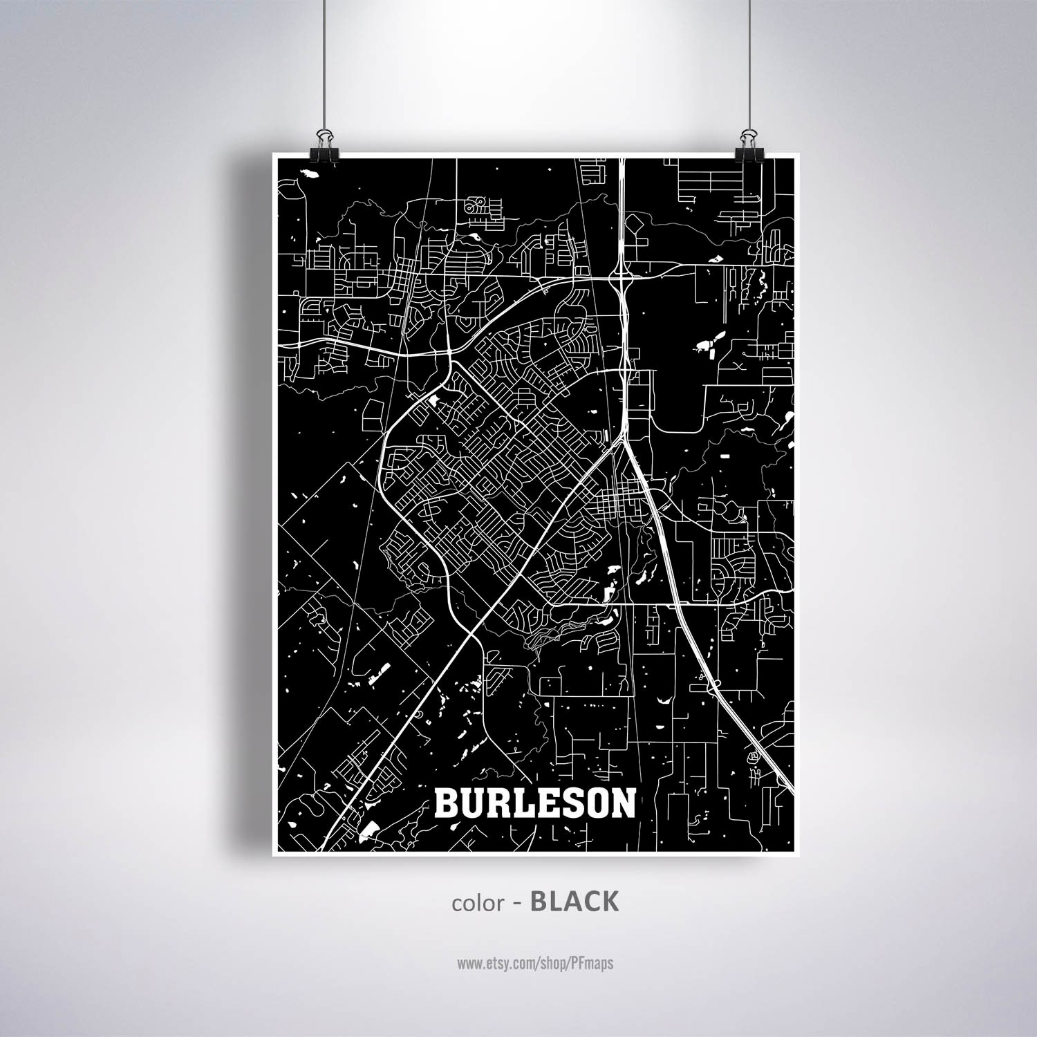 Burleson Map Print Burleson City Map Texas TX USA Map Etsy