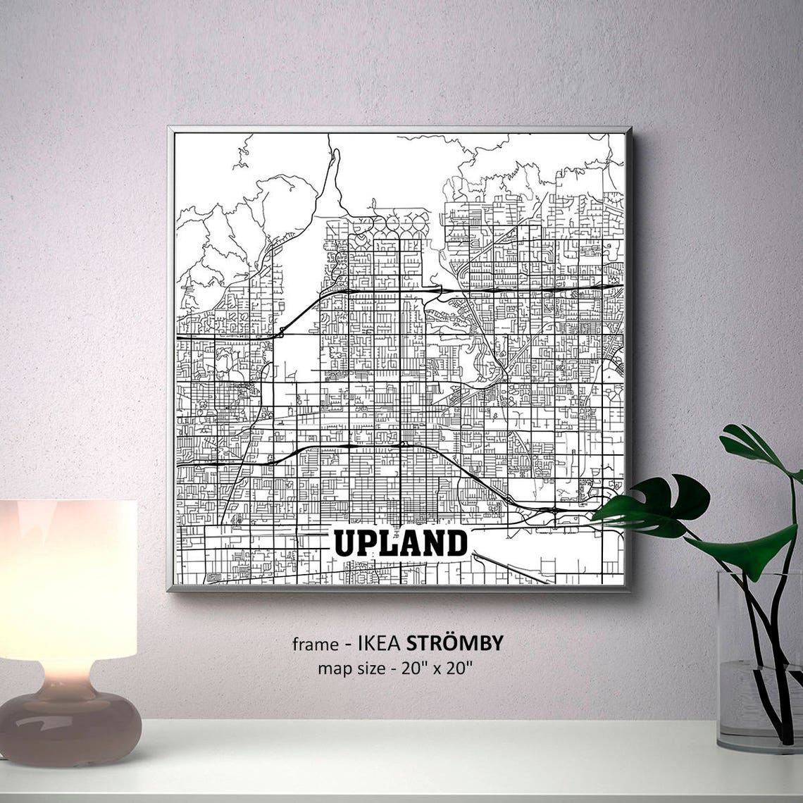 Upland California Map Print Upland Square Map Poster Upland Etsy